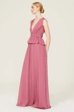 LDT Elegant Pink Chiffon Peplum Waist Gown Dress Size 2