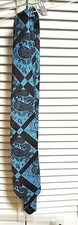 Lilly Dache brown blue Floral Paisley Short Classic Polyester Mens Neck Tie