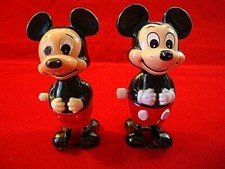 VINTAGE Set of Walt Disney Wind-Up MICKEY MOUSE Walking Toys; 1-TOMY and 1-WDP