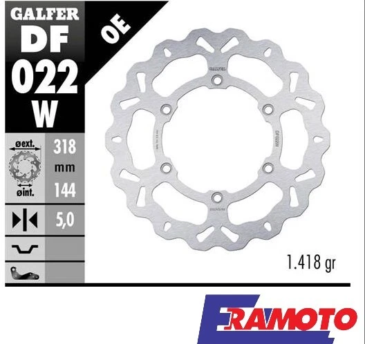 Disco de freno Galfer onda 318x5 mm delantero para TRIUMPH Legend TT 900 1999 Foto 3 de 4