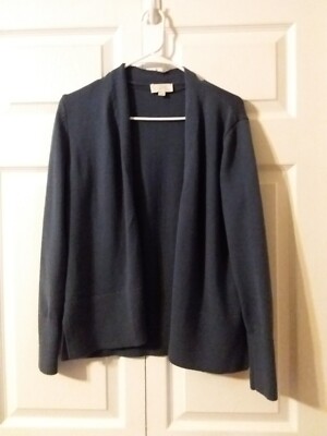 Loft Outlet Gray Crop Open Cardigan Knit Sweater Size M Soft Cozy