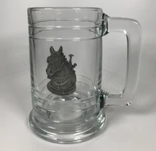 Anheuser Busch Tankard Mug Pewter Horse Logo Heavy Glass Beer Stein