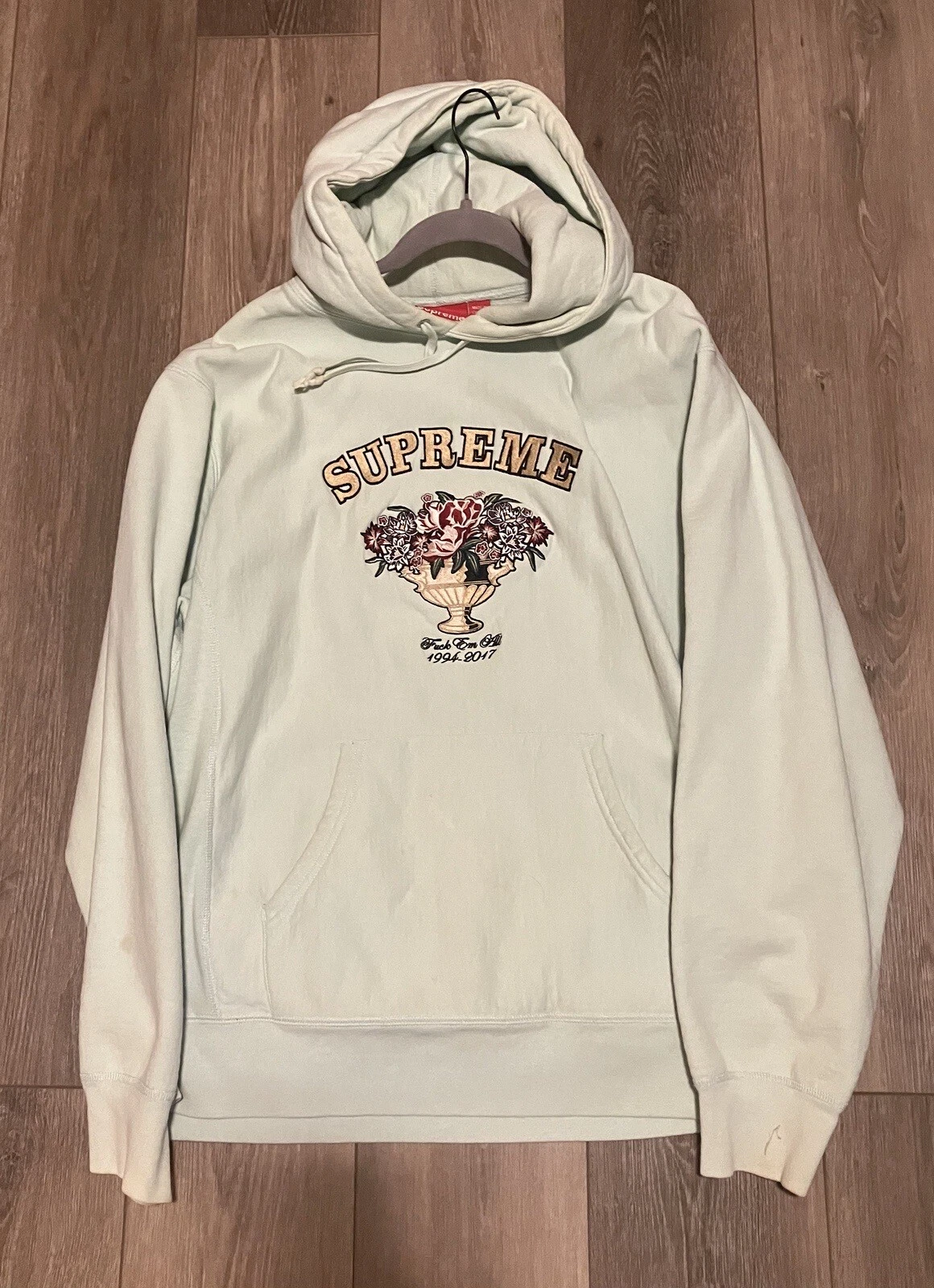 Sweat shirt à capuche homme Supreme SS17 F*** Em' All Flower Bouquet vert XL