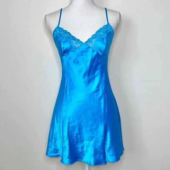 Victorias Secret Y2K Blue Satin Slip Dress Victorias Secret Y2K Blue Satin Slip Dress