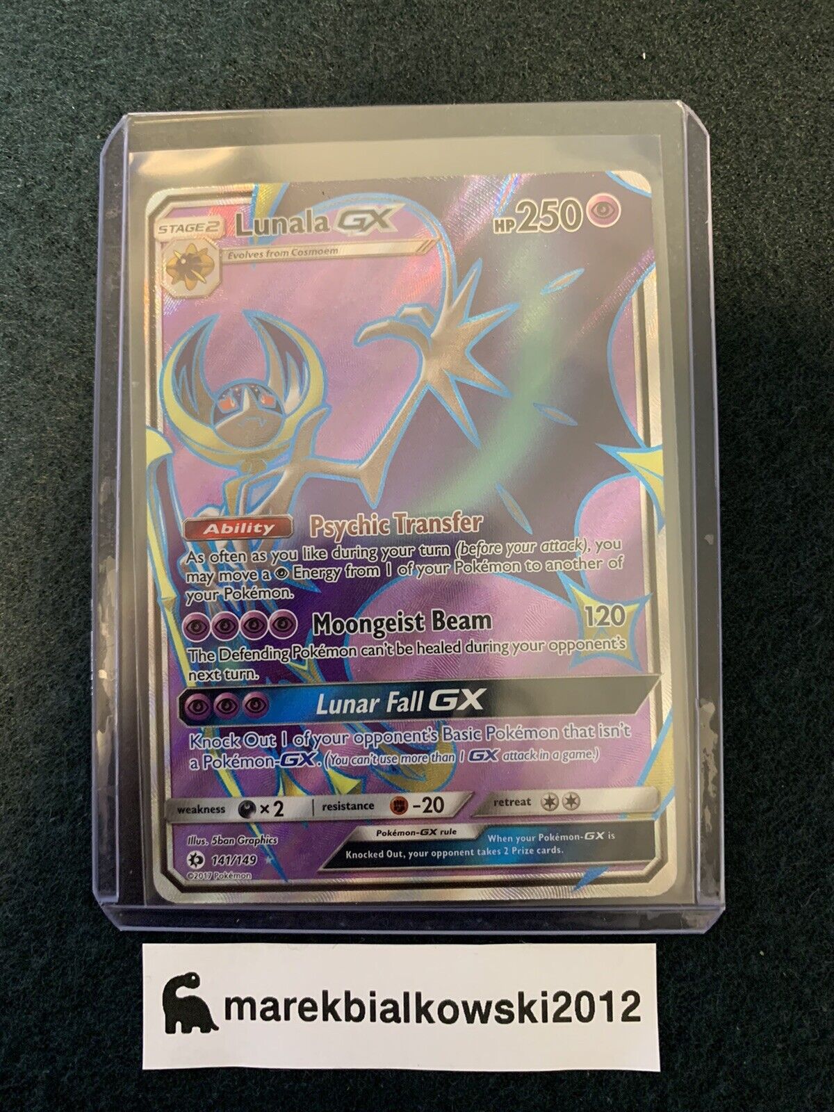 Lunala GX 141/149 Sun & Moon - NM Ultra Rare Full Art Pokemon Card