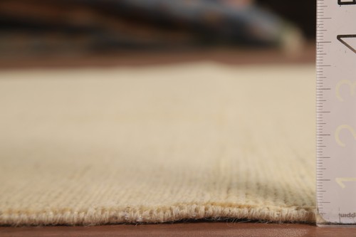 Alfombra de vestíbulo de lana de diseño sólido Gabbeh de calidad superior - estilo atemporal" marfil 5x6 pies - Imagen 17 de 18