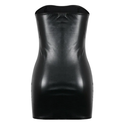 Women Strapless Leather Bodycon Mini Dress Club Party Sleeveless Sexy Sundress - Picture 9 of 24