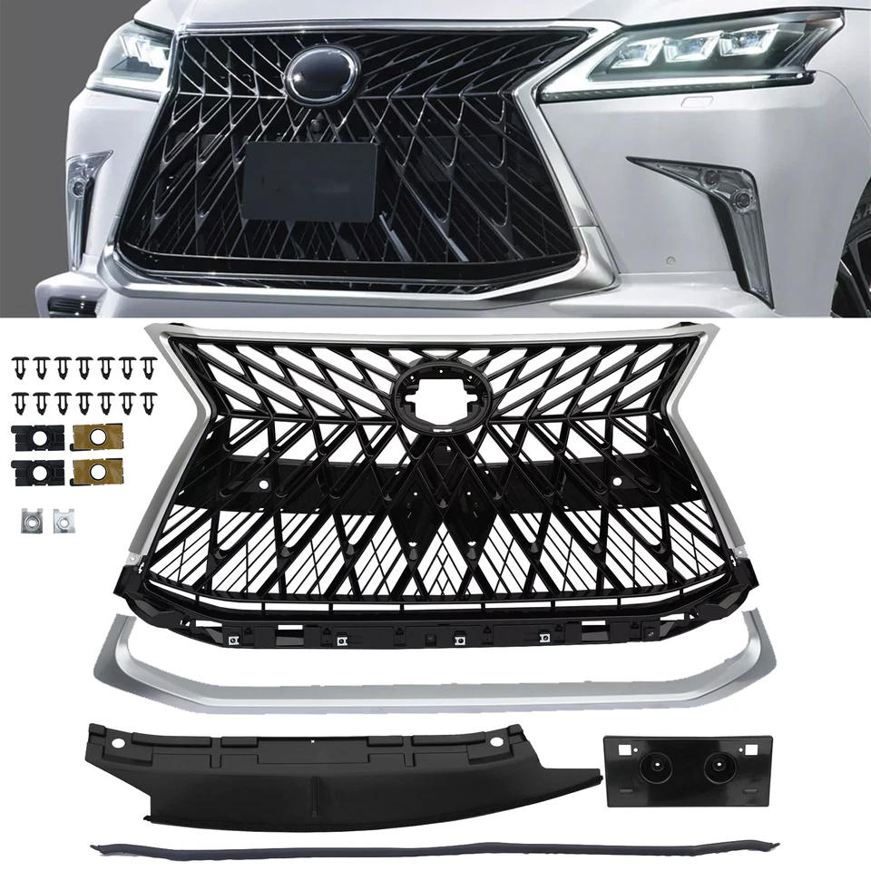 Grelha frontal superior cromada estilo esportivo FIT 2016-2021 Lexus LX570 grelha de luxo - Imagem 3 de 4