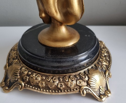 Vintage 1950,s Art Deco Brass Sculpture Woman Holding Candle Holder: "WL 1895" - Picture 8 of 13