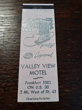 Vintage Matchcover: Valley View Motel, Frankfort, IL  47