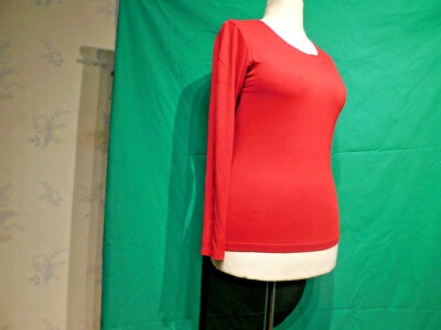  Fabiani Damen Trikotage Shirt gr.L.38-40.Weinrot.U-ausschnitt.Langarm