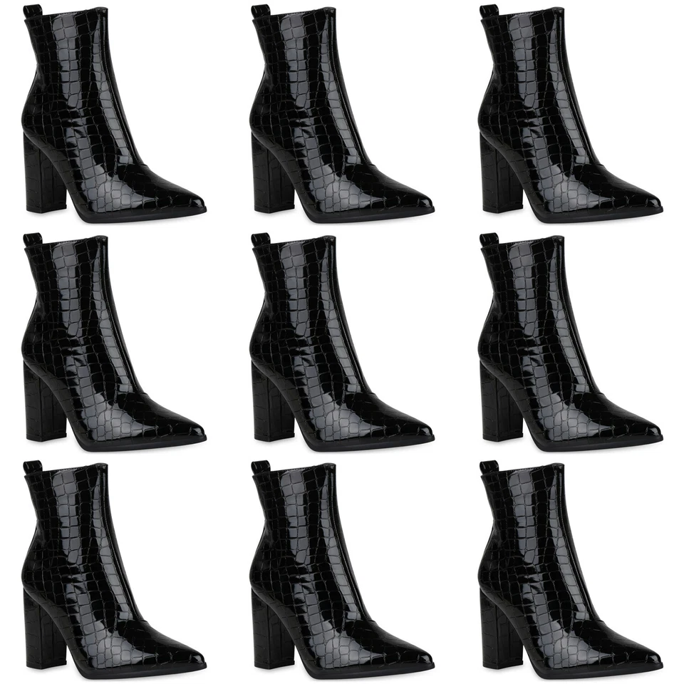 MARKENLOS Damen Klassische Stiefeletten Leicht Gefütterte High Heels Schuhe 831400 Mode