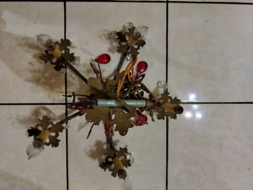Vintage Brass Arm Chandelier For Repair Or Parts Beautiful Design - Picture 3 of 6