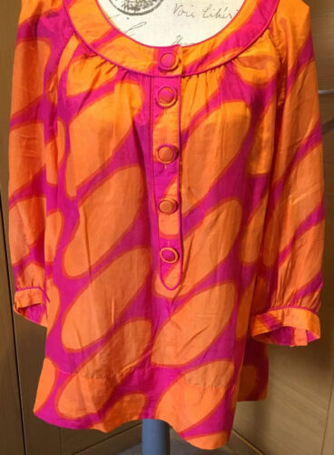 Marimekko for H&M Limited Edition Top Pink/Orange 3/4 Sleeve UK10 EUR 38 New