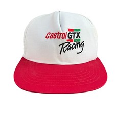 CASTROL GTX RACING hat vintage red white adjustable snapback cap - USA Made