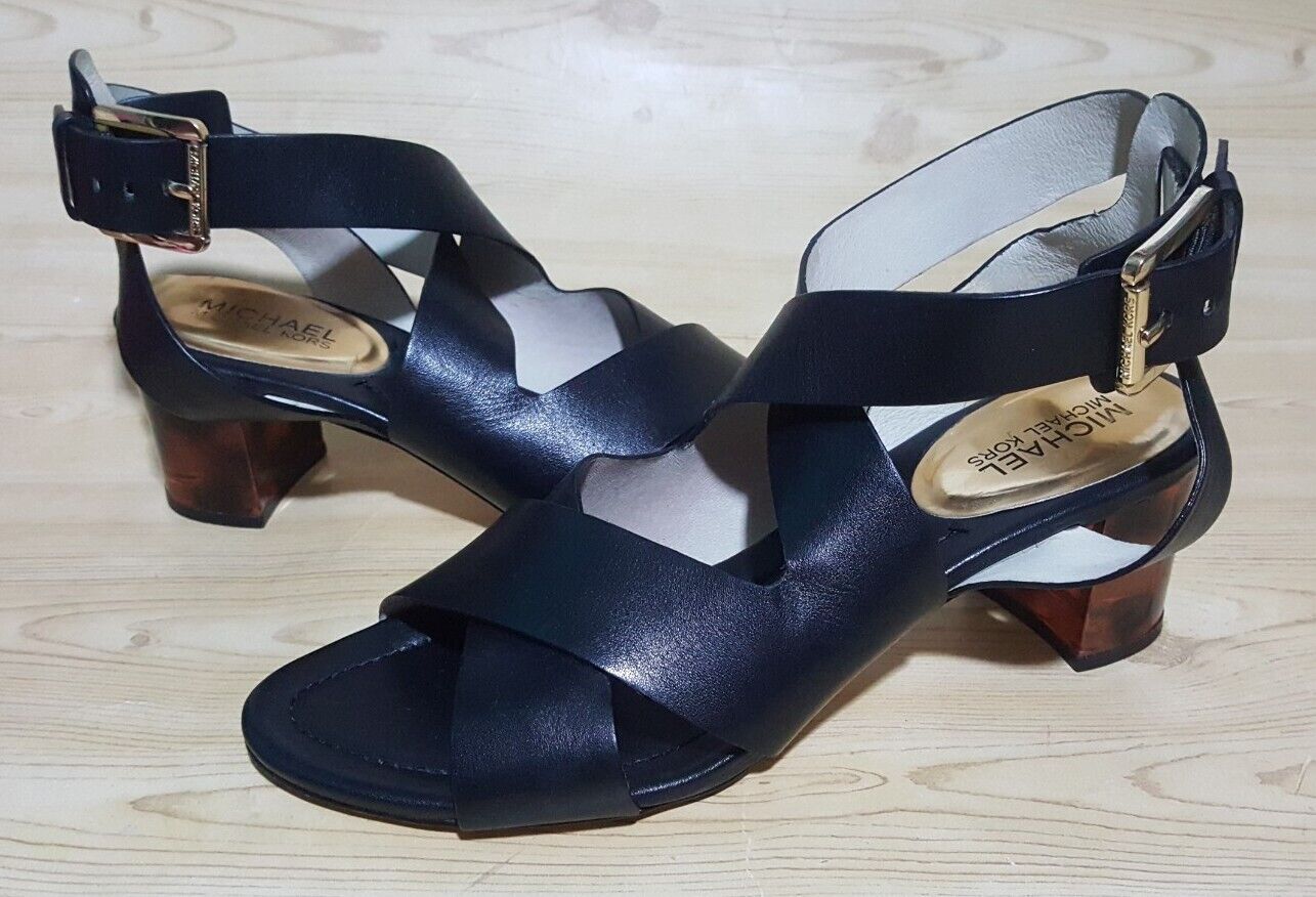 MIchael Kors Black Leather Ankle Strap Flat Sandals Womens Shoes  M |  eBay