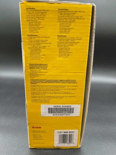 Kodak EasyShare M820 8'' Digital Picture Frame 1000 Photos NEW Open Box - Picture 5 of 13