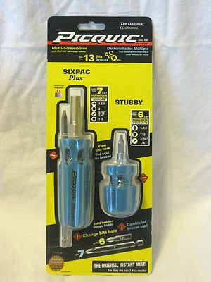 PICQUIC COMBO Screwdriver Set - SixPac Plus & Stubby - ''Bright Blue'' 