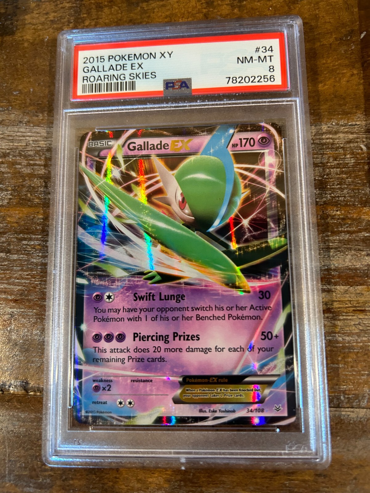 Pokemon 2015 Roaring Skies GALLADE EX #34 PSA 8 RARE