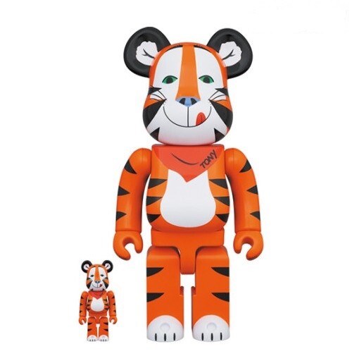 MEDICOM TOY - TONY THE TIGER FLOCKY 100％ &amp; 400％ Medicom Toy Be@Rbrick Tony The Tiger Flocky Ver. 100 400