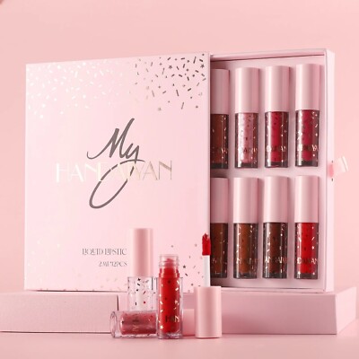 Langanhaltender veganer Lipgloss Geschenkset - Matte cremige Lippenstifte & Glitzertöne
