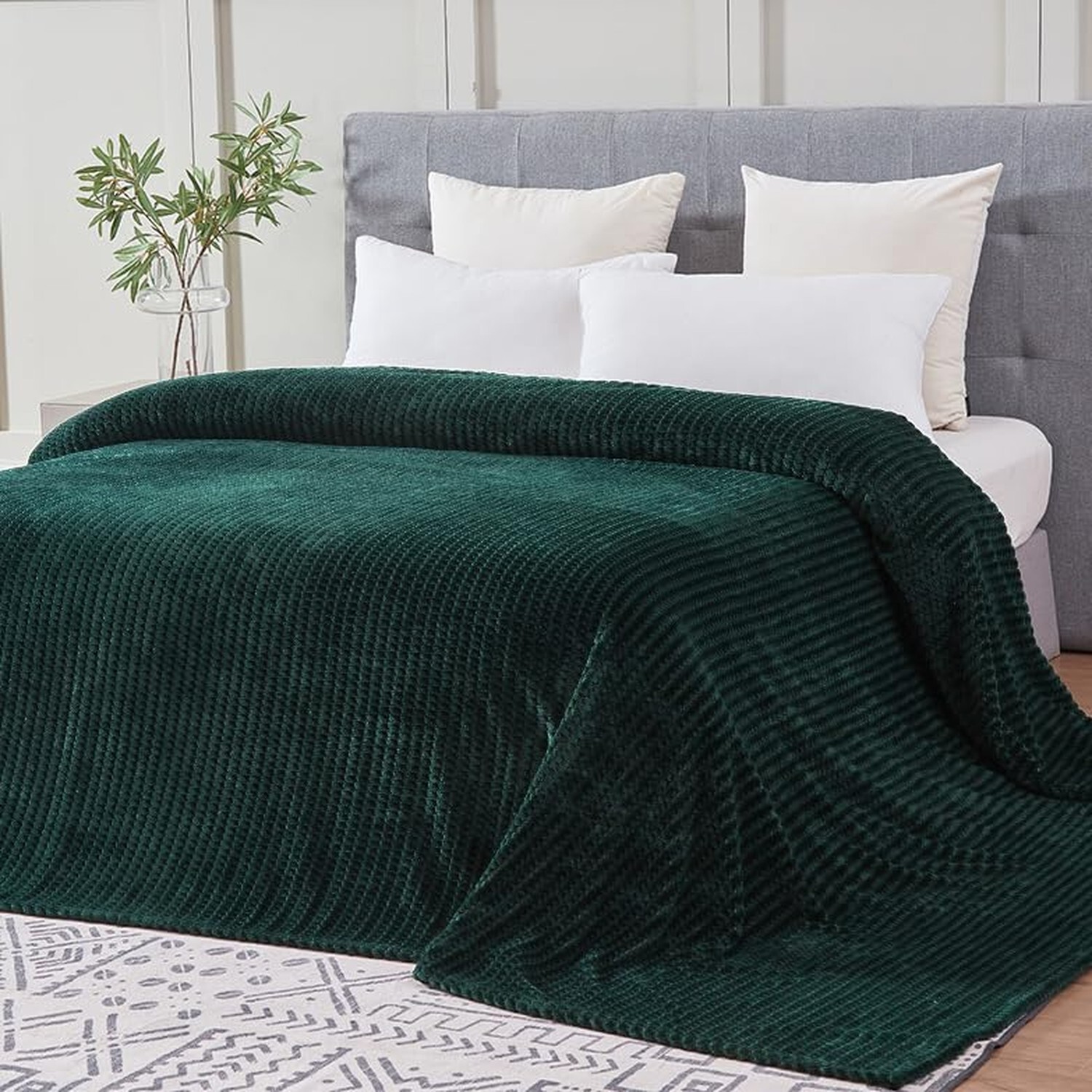 Soft Cozy 90x102 Inches Flannel King Size Blanket Soccer Shaped Jacquard Deco...
