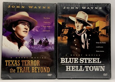 John Wayne DVD Lot Texas Terror, Trail Beyond, Blue Steel, Hell Town 4 Movies
