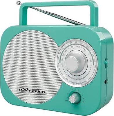 Studebaker SB2000 Teal/Silver Retro Classic Portable AM/FM Radio with Aux Input