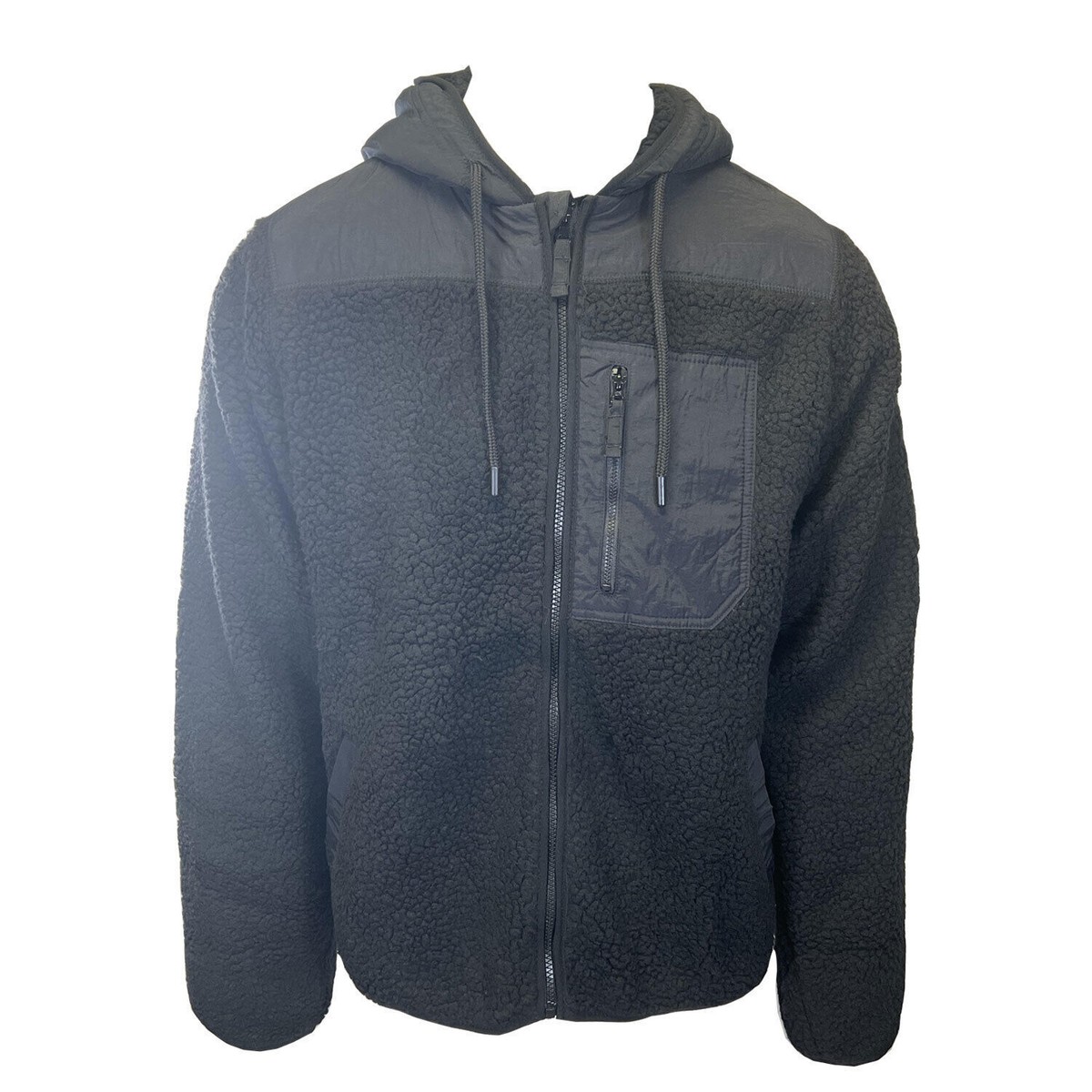 Jack & Jones Men's Black Jacket Authentic Sherpa Teddy