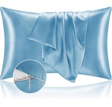 BEDELITE Satin Blue Pillowcase for Hair and Skin, Super Soft and Cooling