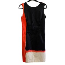 ELIE TAHARI Black/Red/White Colorblock Sleeveless Sheath Dress Sz 4