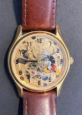 Reloj Esqueleto Mickey Mouse De Colección 17 Joyas Mecánico Miyota Japón Viento RARO