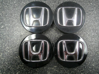 #ad Honda Black amp; Chrome OEM Center Caps 2 11 16quot; 68mm 44742 Set 4* $25.00
