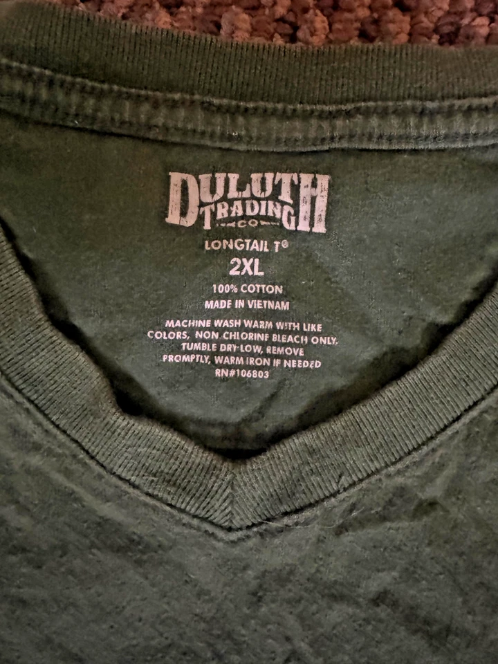 Camisa Duluth Trading Cola Larga T 2XL Verde Cuello en V Bolsillo Algodón Para Hombre XXL Foto 2 de 4