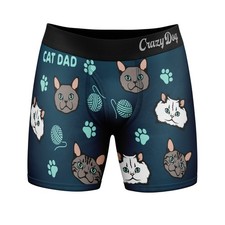 Mens Cat Dad Boxers Funny Cute Kitten Lovers Paw Graphic Novelty Underwear for