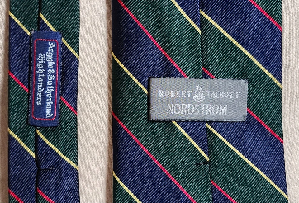 VTG Robert Talbott Nordstrom Green Blue Silk Handmade in USA - Image 4 of 4