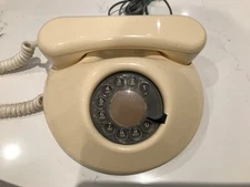 Vintage Northern Telecom Chocolate cream Pancake Rotary Dial Telephone Phone