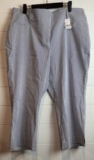 Lane Bryant 4 Season Signature Fit Capri Womens 18 Petite Blue Stripe