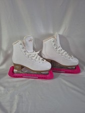 Riedell Horizon Girls Sparkle Ice Skates, Size JR 1, Stainless Blade Pink Guards