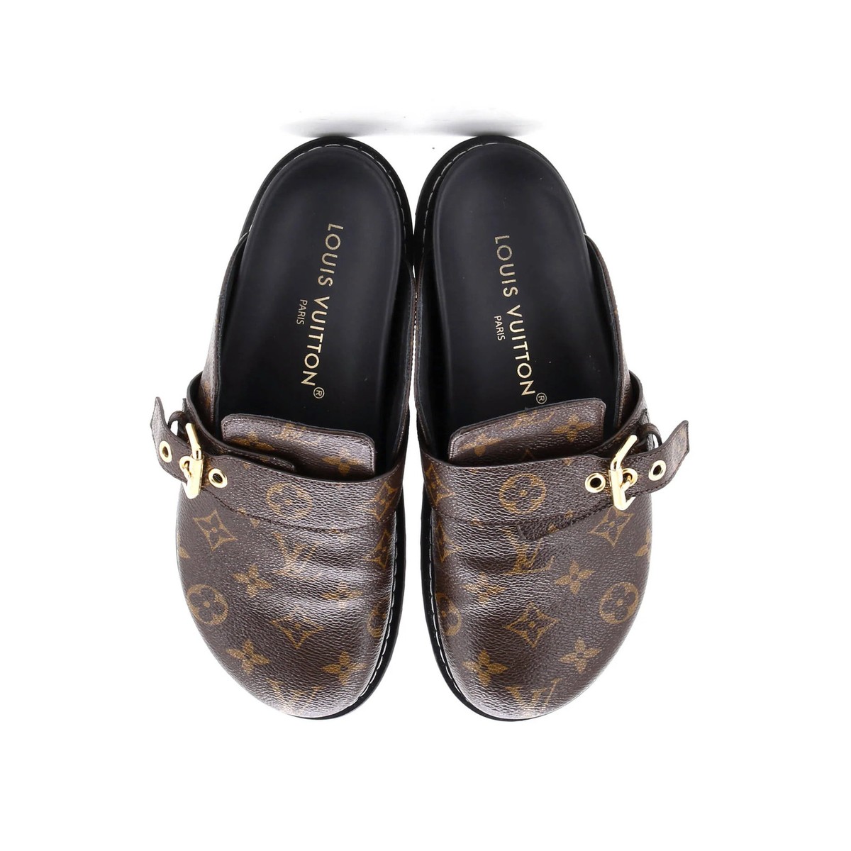 J*y様 LOUIS VUITTON ブラック ミュール Louis Vuitton Black Monogram Leather Revival Mule Size 10.5/41