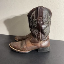 Justin Leather Boots 7231 Buster Brown 10D Men Soft Toe Embroidered Work Cowboy