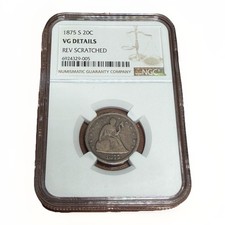 1875-S 20 Cent Seated Liberty NGC VG10 STILL LUSTEROUS AROUND LETTERS AND DEVICE