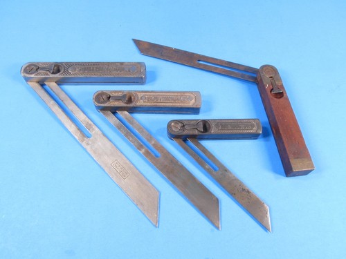 lot of 4 Southington Hardware bevel squares w/ 1914 patent Hold-Fast lever lock