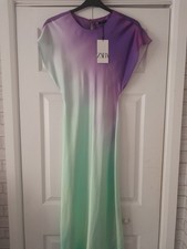 ZARA LONG TIE-DYE PRINT DRESS M ROUND NECK NEW With Tags 