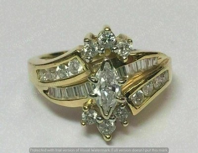 2Ct Marquise Cut Lab Created Diamond Wedding Band Ring 14k Yellow Gold Plated