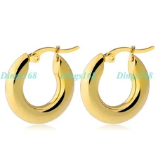 Classic Womens Genuine 18K Gold Filled 20mm/0.8" Small Solid Hoop Earrings A141Y