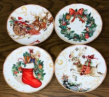 New Williams Sonoma Twas The Night Before Christmas Set of 4 8.5  Salad Plates