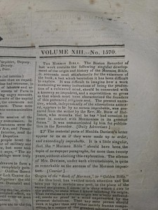 1839 Newspaper Sidney Rigdon Stole Book of Mormon Manuscript In 1816 WILD STORY