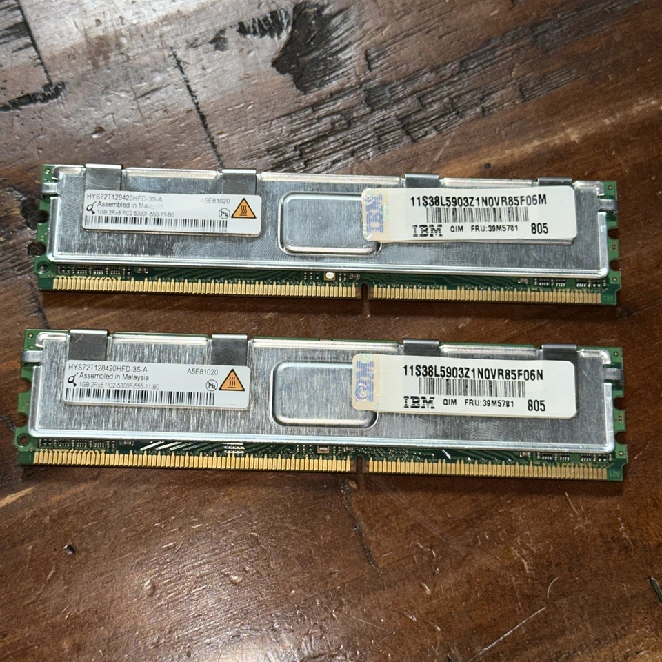(Lote de 2) 2GB Qimonda HYS72T128420HFA-3S-A 1GB 2RX8 PC2-5300F-11-BO MEMORIA IBM Foto 2 de 4