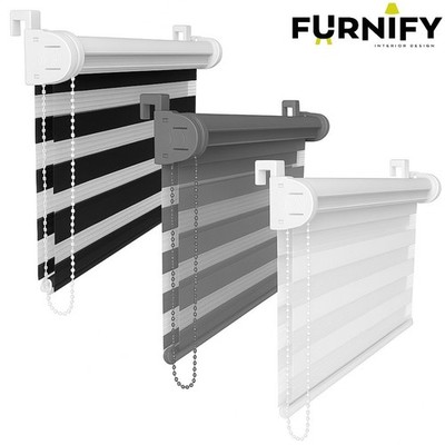 FURNIFY  Doppelrollo ohne Bohren Klemmfix Fensterrollo Kettenzug mit Stopper